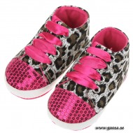 Baby Shoes White/Cerise Leopard