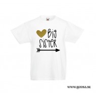 Barn t-shirt - BIG SISTER och ett glitter hjärta